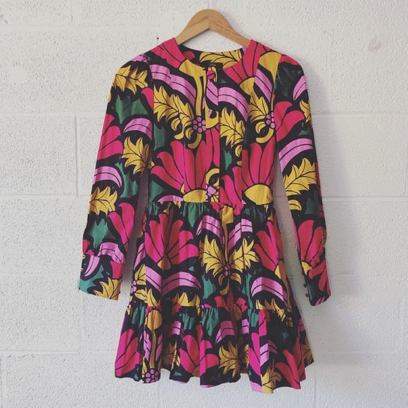 J. Crew retro flower long sleeve button front midi